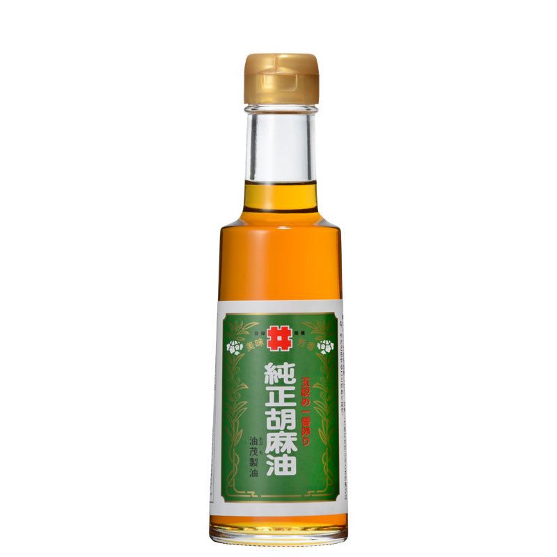 油茂製油の玉絞め一番搾りごま油 180g